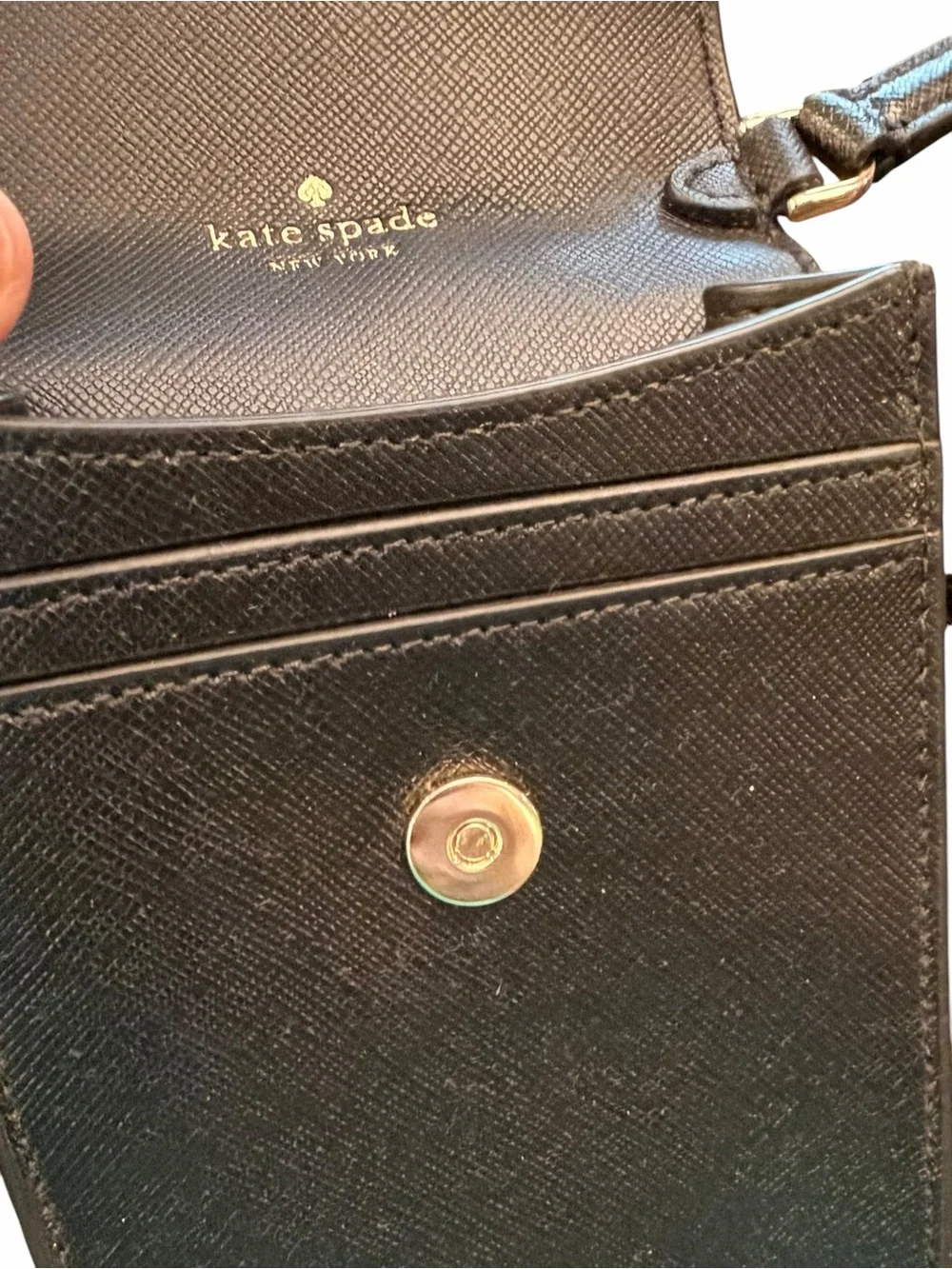 Kate Spade Staci North South Flap Phone Crossbody Bag Black Leather Purse Travel